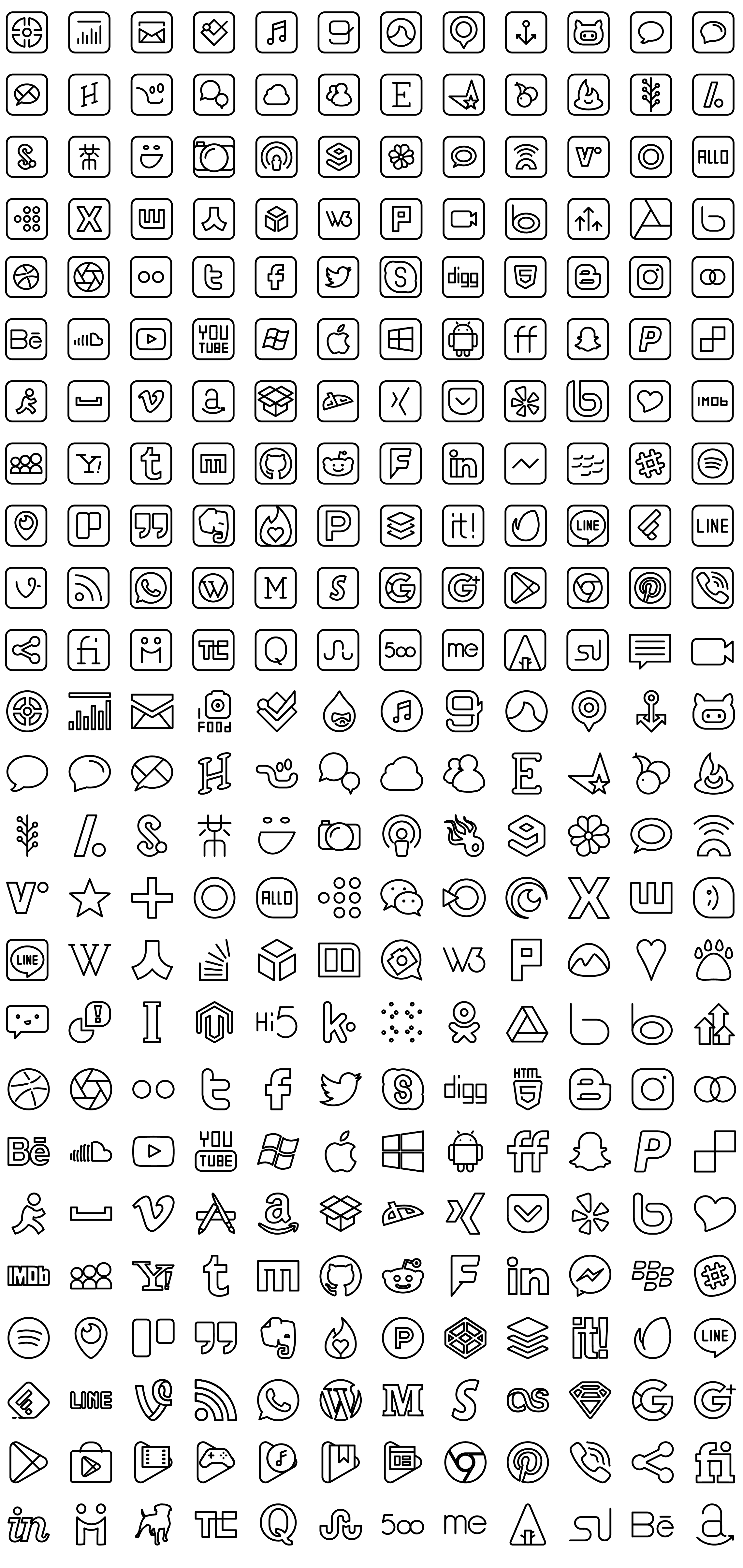 social-media-line-icons-preview