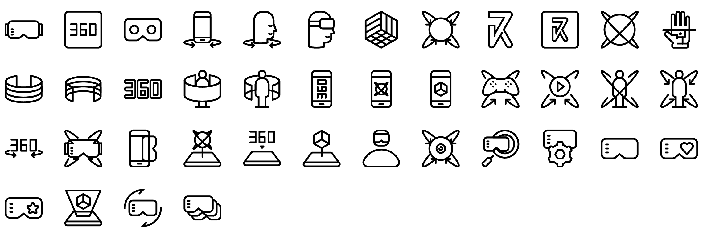 virtual-reality-line-icons-preview
