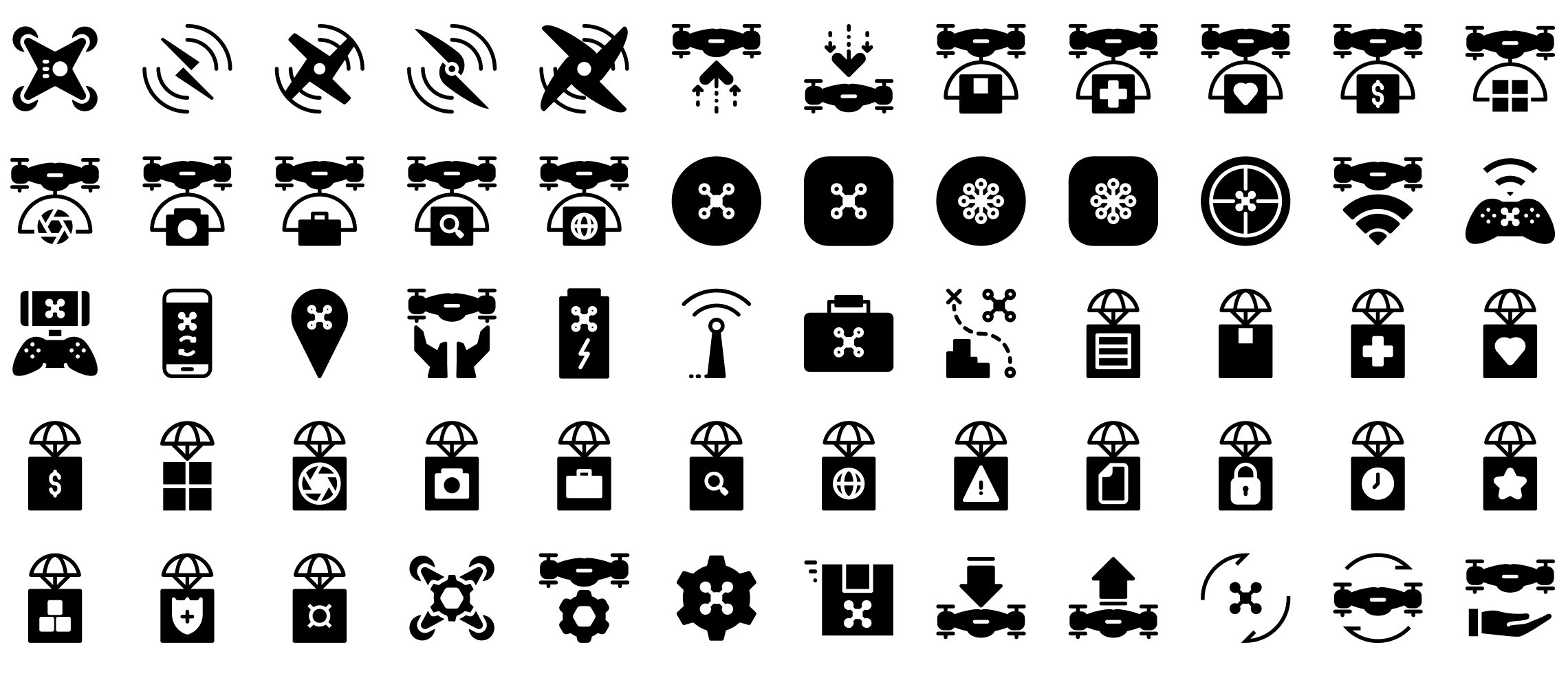 drones-glyph-icons-preview