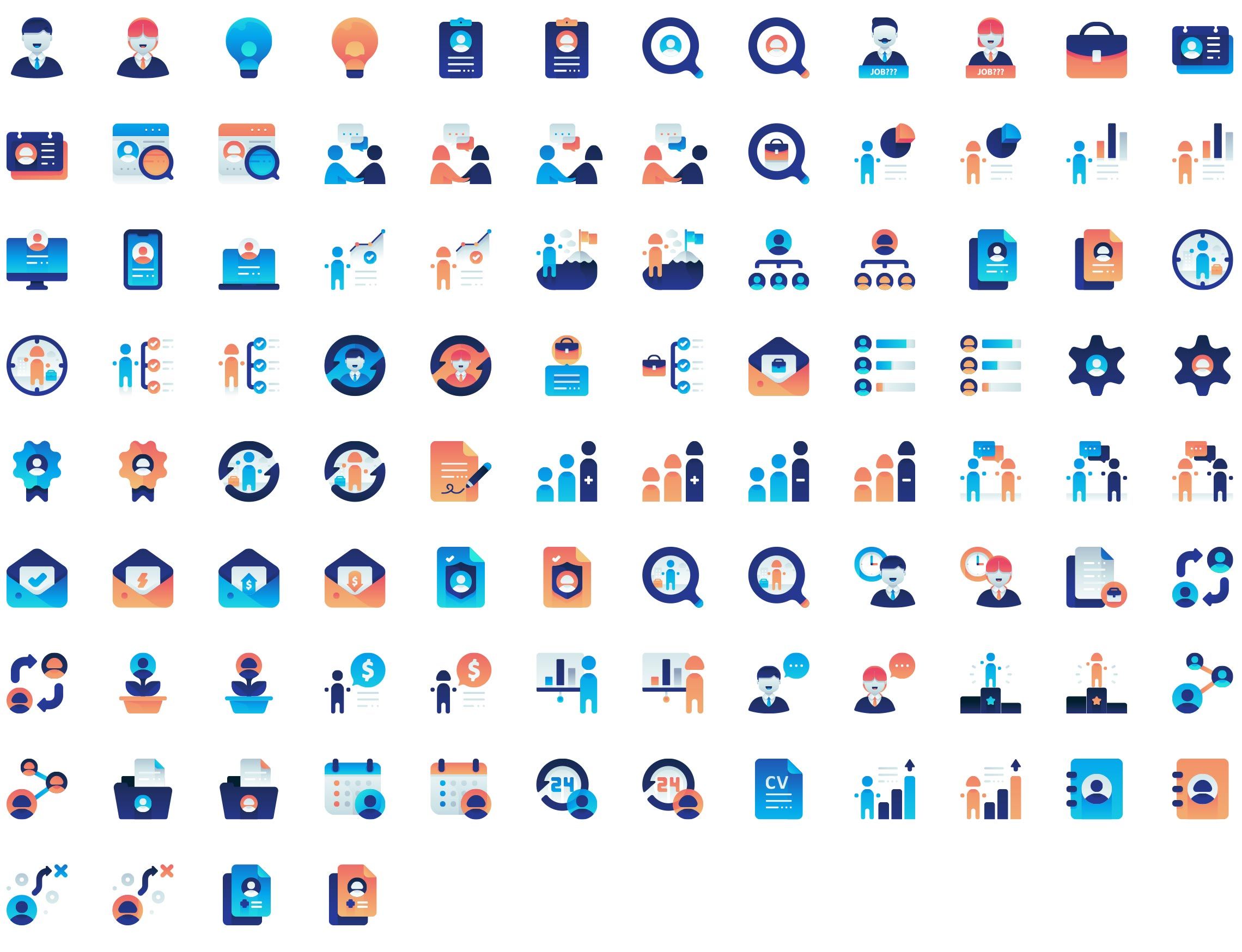 business-employment-gradient-icons-preview