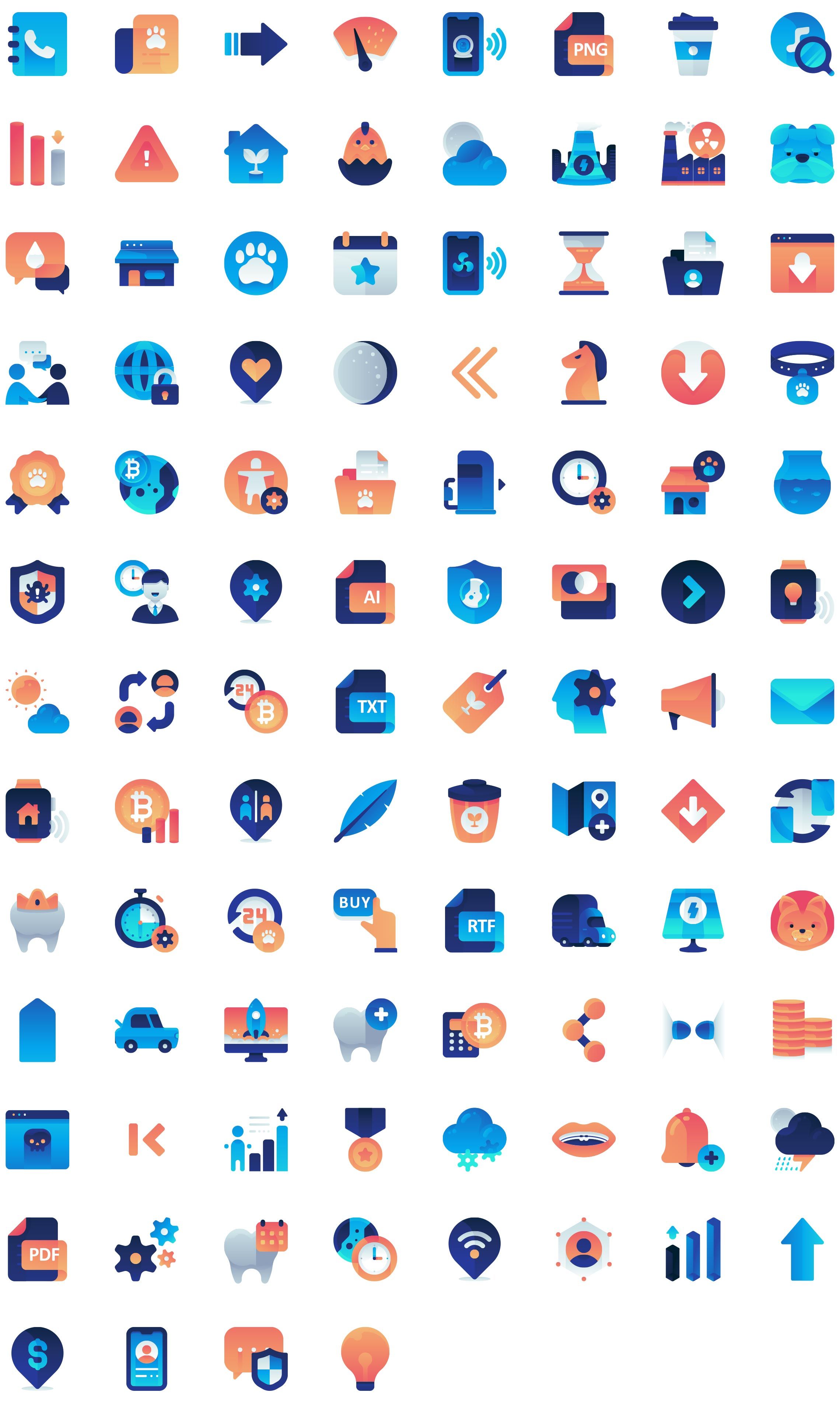 Download 100 Free vector flat Gradient icons set on Round Icons Website
