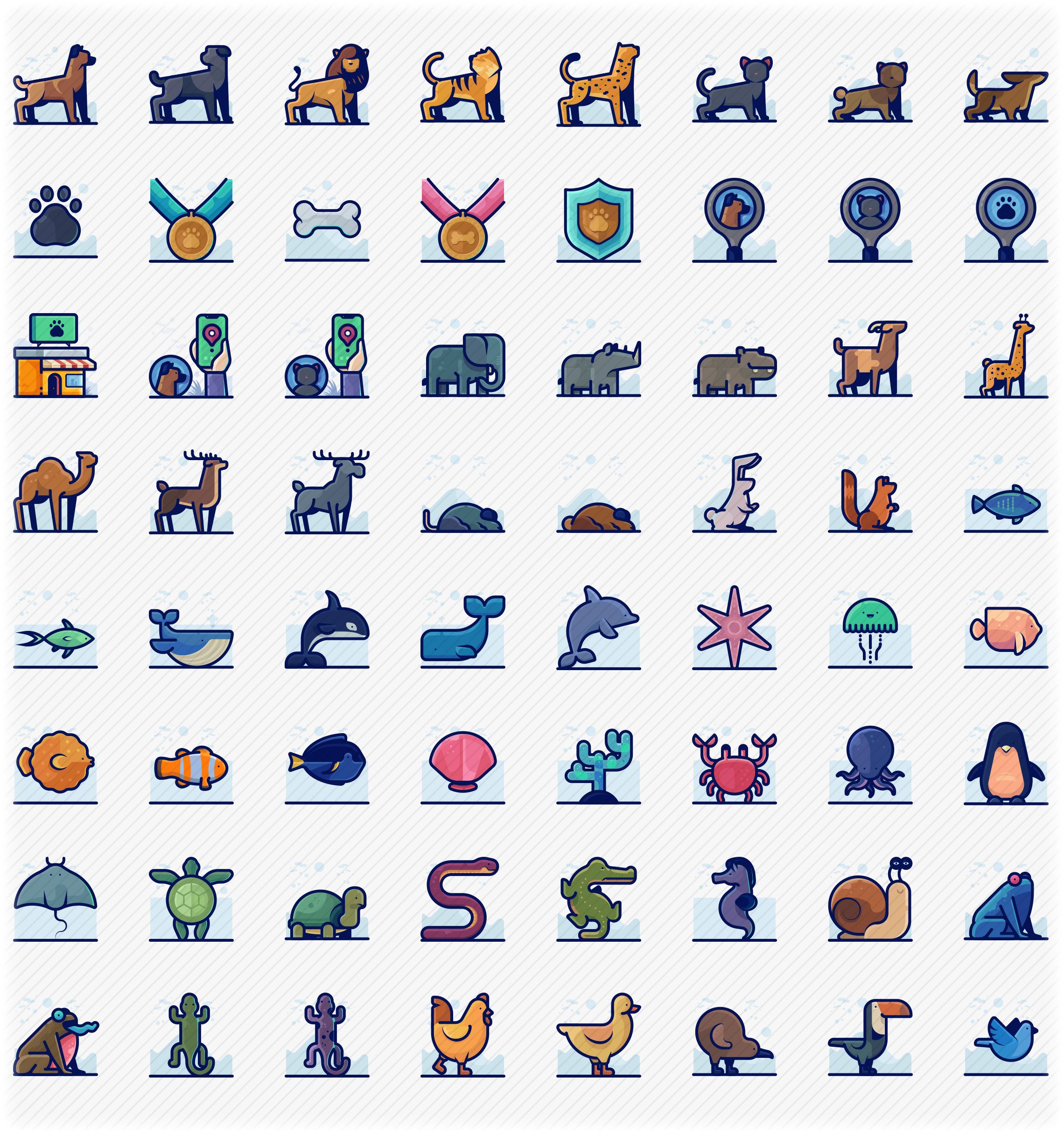 animals-detailed-line-icons-preview