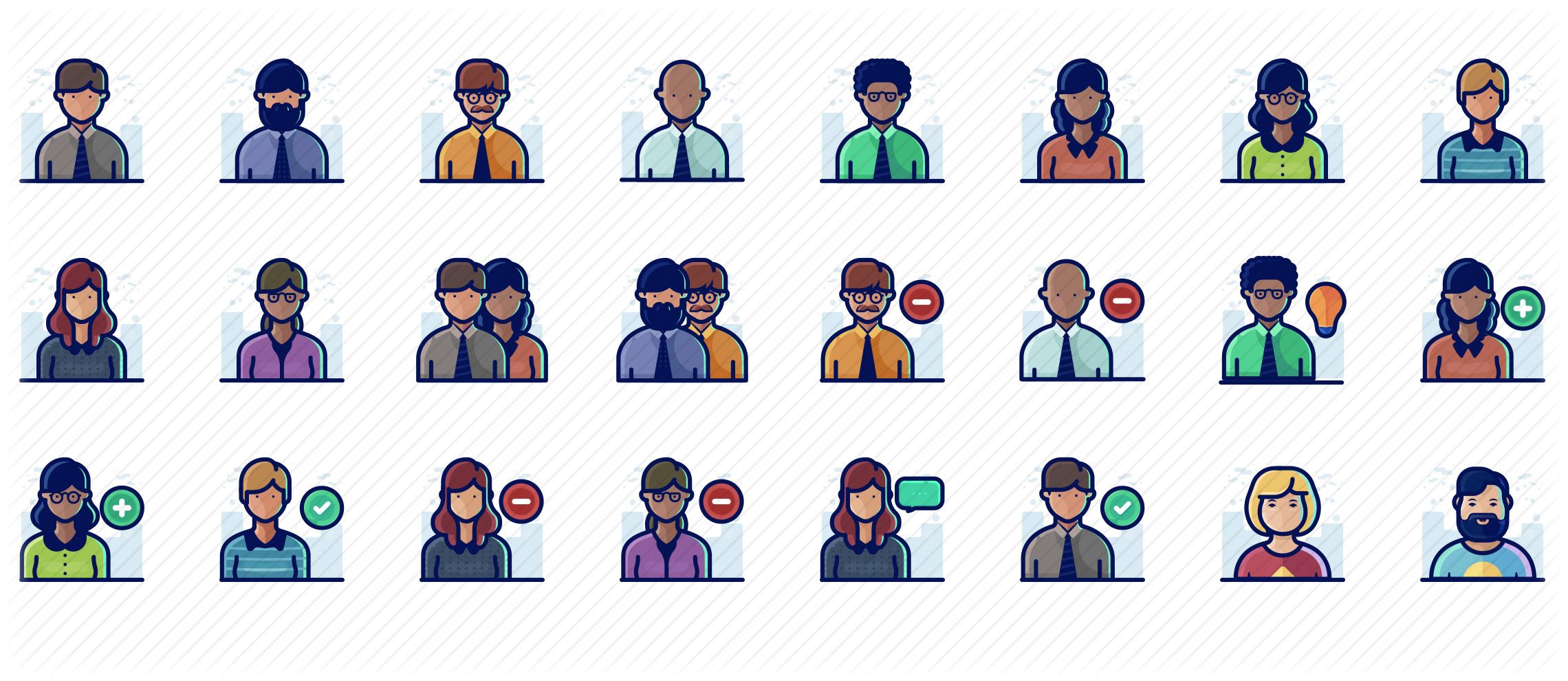 avatars-detailed-line-icons-preview