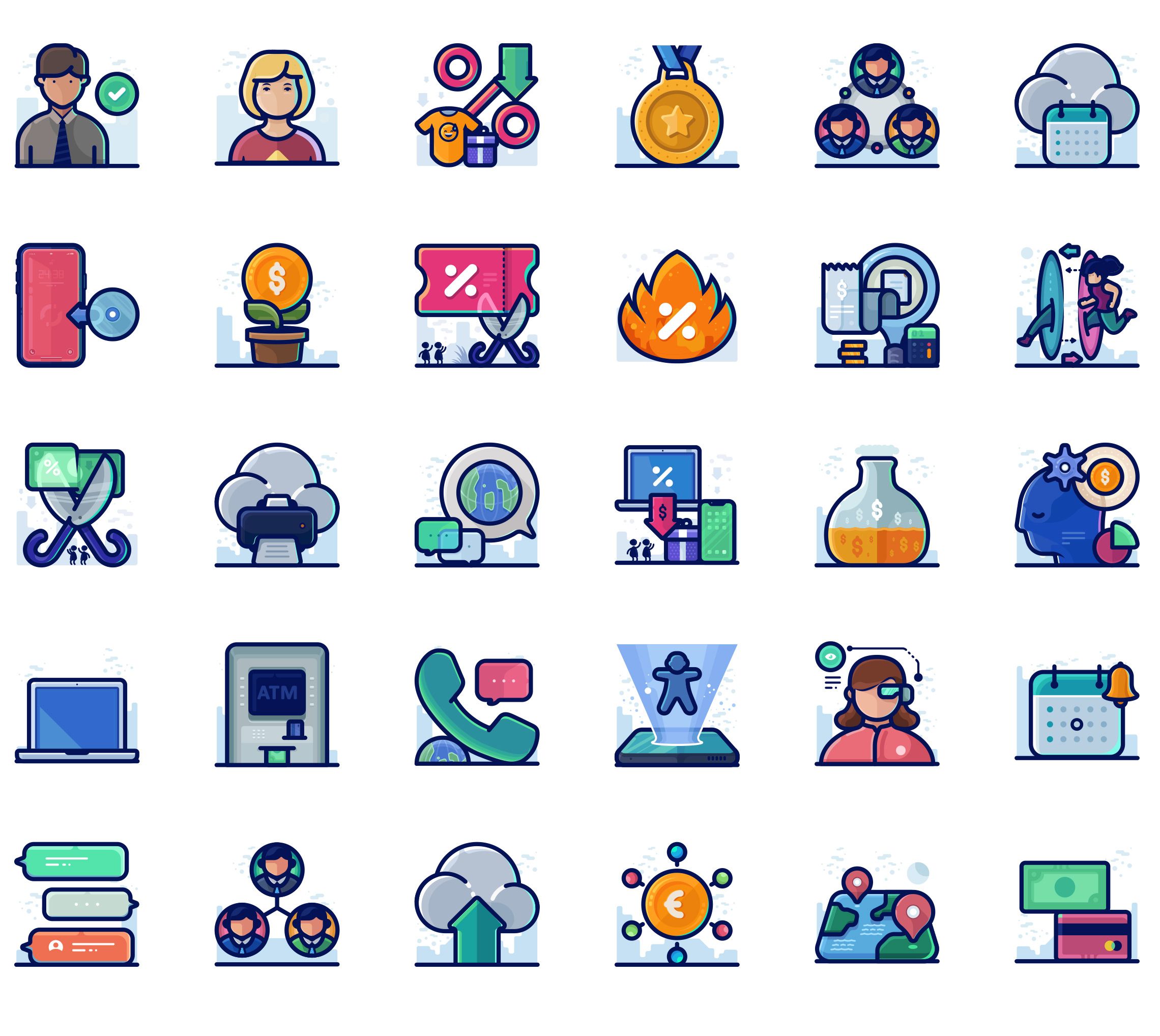 Free Business  Outline Icons  Round Icons 
