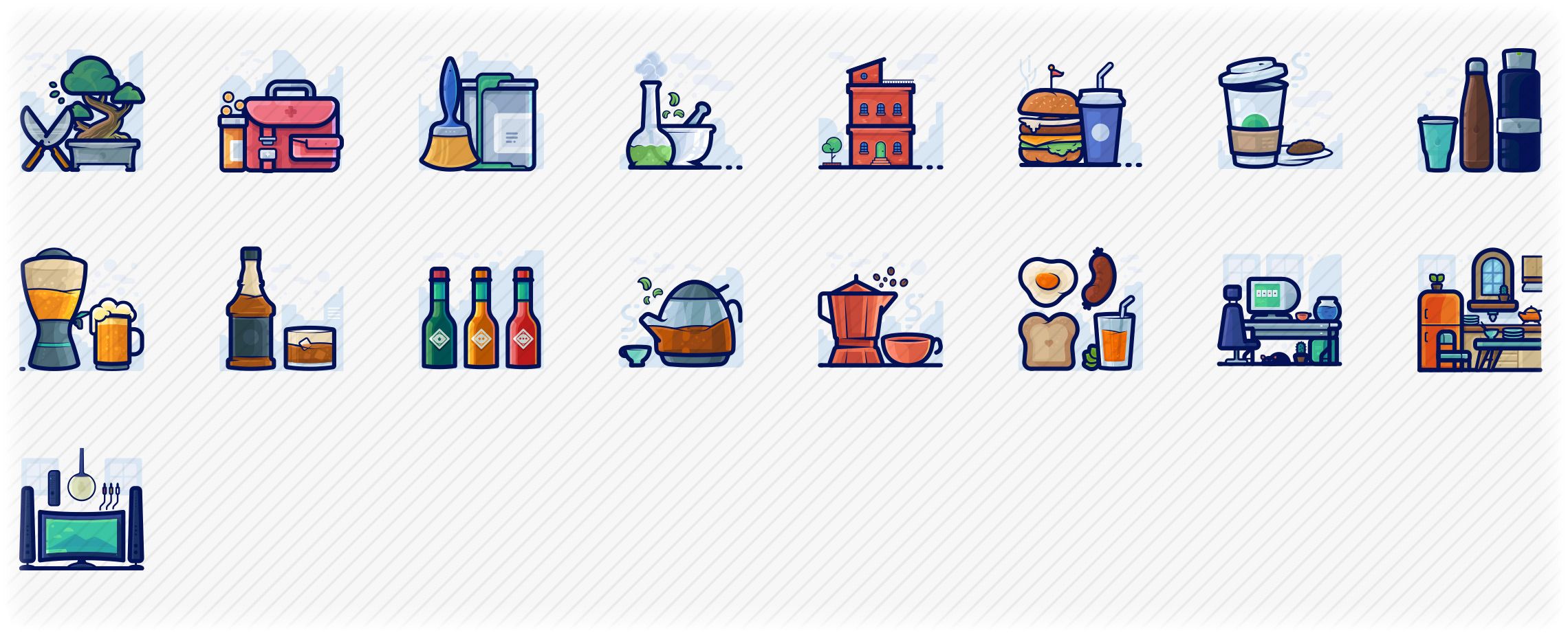 home-and-household-detailed-line-icons-preview